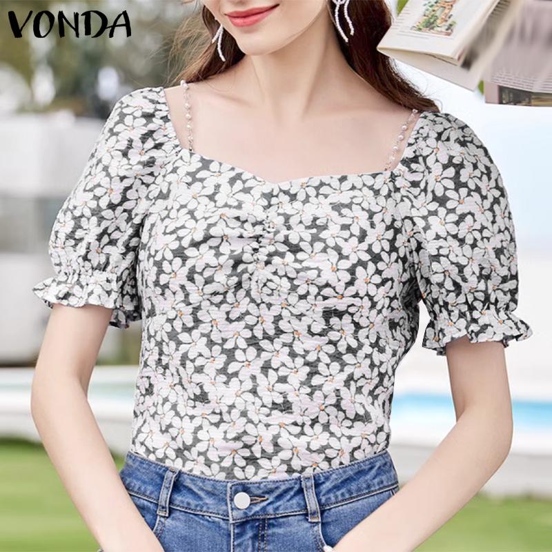 

Женские повседневные топы с квадратным воротником и пышными рукавами VONDA