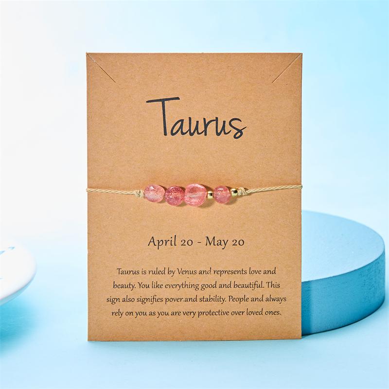 12 Constellation Sign Natural Birth Stone Handmade Bracelet for Women Kids Aries Leo Braid Bracelet  Birthday Gift