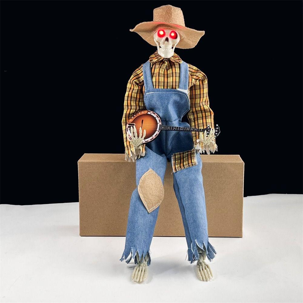 Halloween Banjo Skelette Figuren PVC Statue Modelle Skelett Sammlungen Garten Dekorationen Spielzeug Halloween Skelett Skulptur