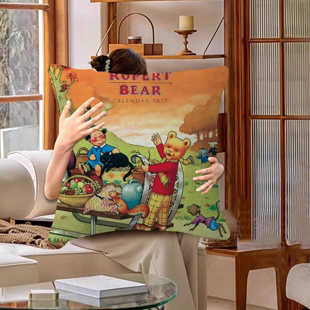 Housse de coussin Anime RRupert Bear Taie d'oreiller Salon Canapé Décoration de maison Personnalisé