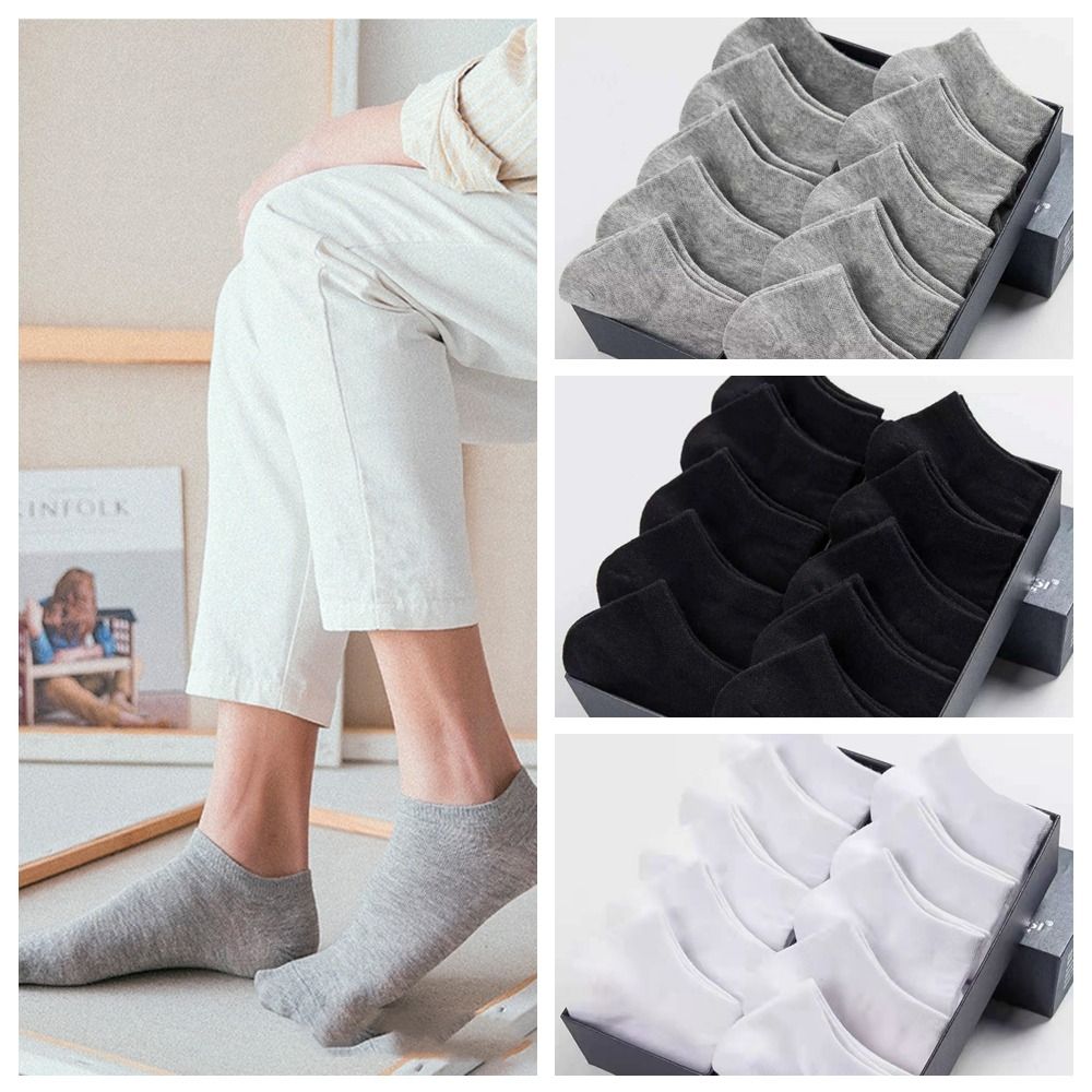 10 Pair Low Cut Solid Color Male Short Socks Breathable Cotton Sports Socks  Unisex Women and Men