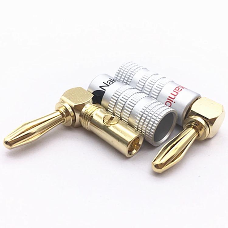 Copper-Plated 4mm Banana Plug L-Type 90° Speaker Cable Connector