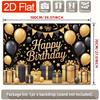 [Party backdrop] Two-dimensional flat banner 1 piece with birthday celebration theme golden and black balloonszyc