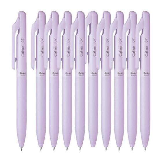 Pentel Calme Oil-Based Ballpoint Pen, 0.7mm, Purple, 10-Pack, BXA107V-A(10), Simple, Quiet Design