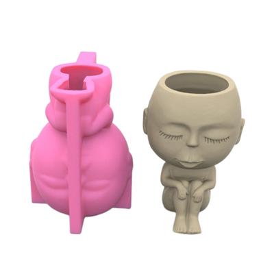 Face Flower Pot Silicone Mold Succulent Planter Concrete Mold Cute Concrete Cement Mold for DIY Pen Holder,Home Decor