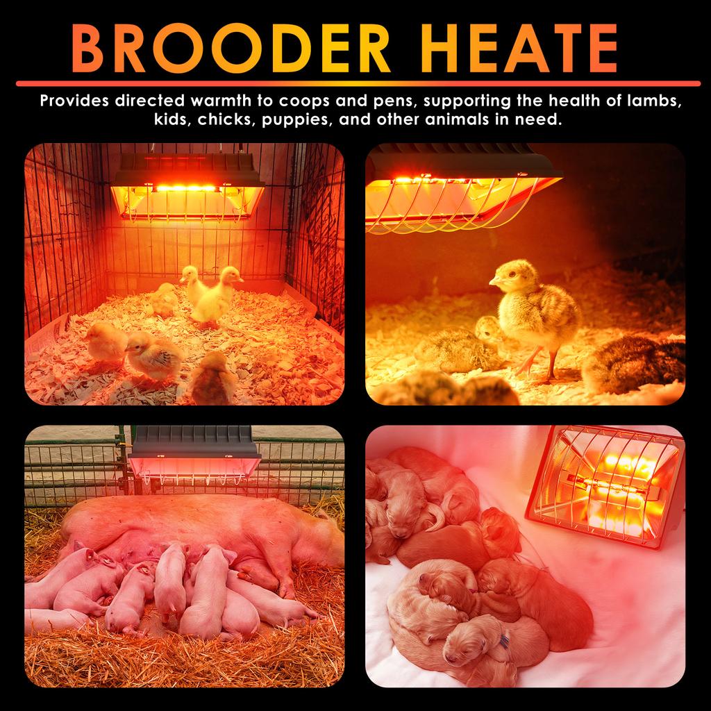 Lampa grzewcza 250W do kurnika Regulowany wiszący grzejnik kwokowy z tubą grzewczą na podczerwień dla jagniąt, prosiąt, kurcząt, kaczek, drobiu