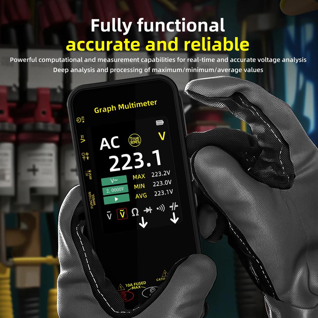 BSIDE Intelligent Digital Multimeter, Voltage Waveform Recording, Temperature Testing, Current, Screen Can Rotated For Display