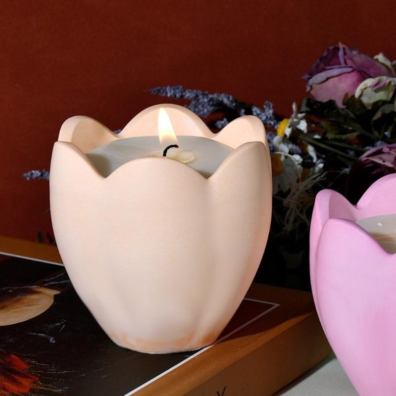 Elegant Floral Tealight Cup Mold Multipurpose Silicone Mold for Flower Petal Candle Holder and Gypsum Ornaments