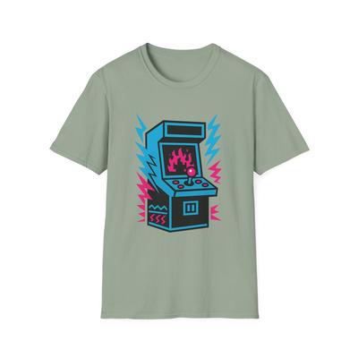 Unisex Softstyle T-shirt Retro Arcade Machine Neon Vlammen Jaren 90 Bliksem T-shirt