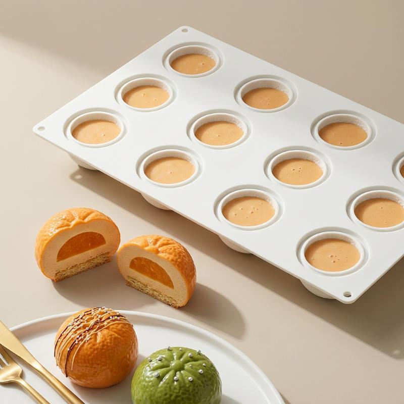 12 Cavity Tangerine Silicone Molds For Baking Mousse 3D Fruit Cake Chocolate Mold Diy Baking Cake Mould Kitchen Accessories