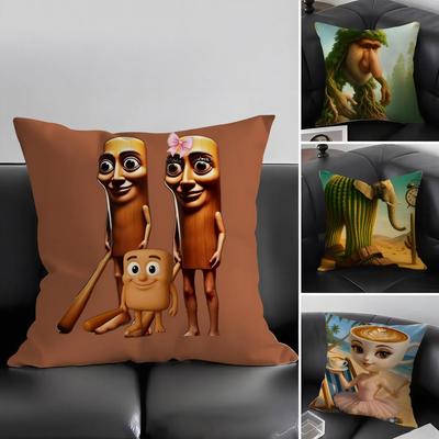 Tung Sahur Tralalero Tralala Cushion Cover Pillowcase Ultra Soft Skin Friendly Fabric Cloud Like Comfort Concealed Zipper
