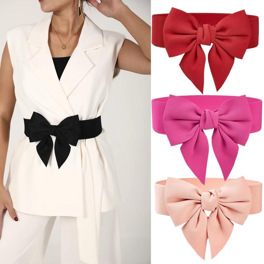 Wide Side Waist Belt High Quality Waist Straps Fashion Big Bow Waistband  Dress Cummerbunds