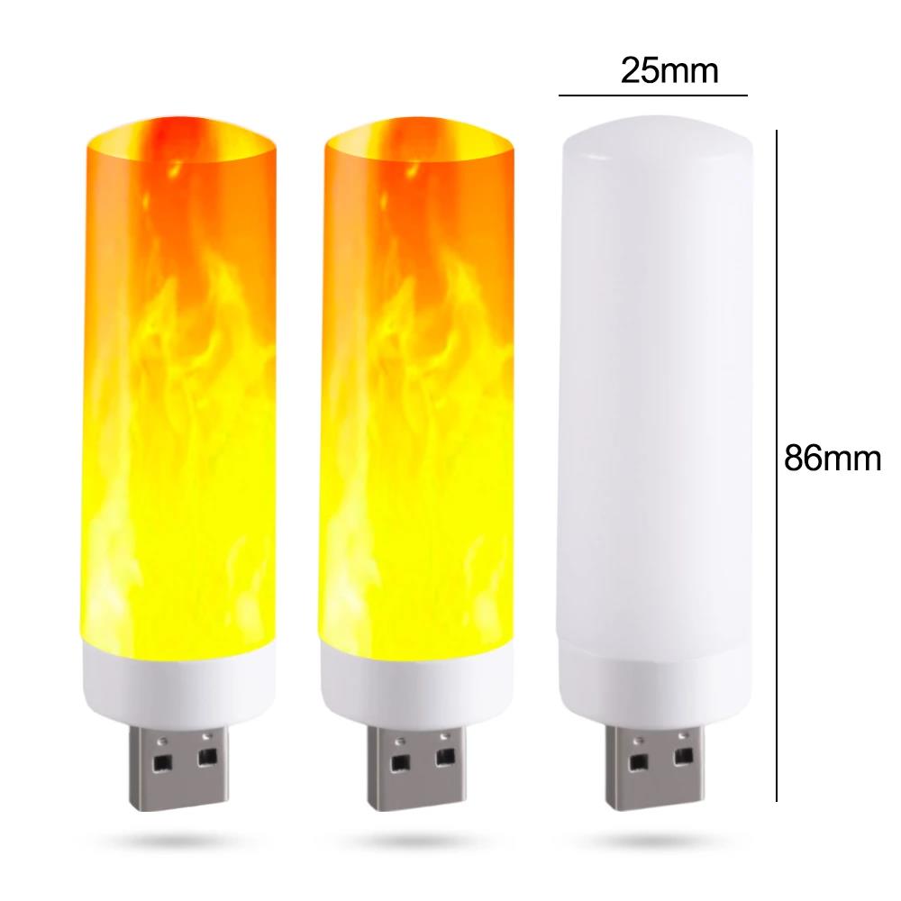 USB Atmosphere Light LED Flame Blinkande Candle Lights Boklampa för Power Bank Camping Belysning Cigarettändare Effekt Light