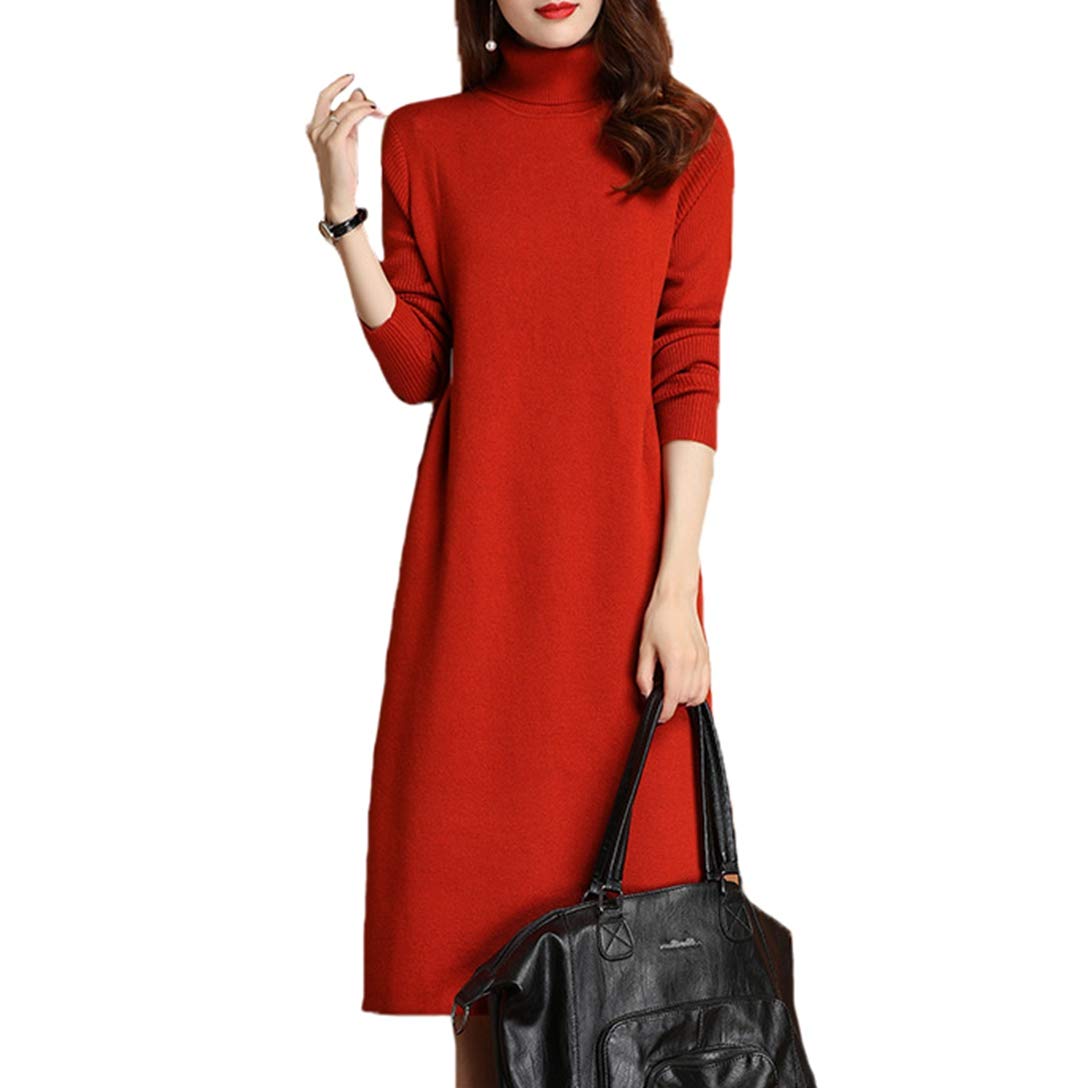 

Aogo Knit Turtleneck Winter Women s Dress, A-Line, Elegant, Curly-Neck, Figure-Flattering, Sweater, Underdress, Slimming, Elegant, Spring, Autumn,