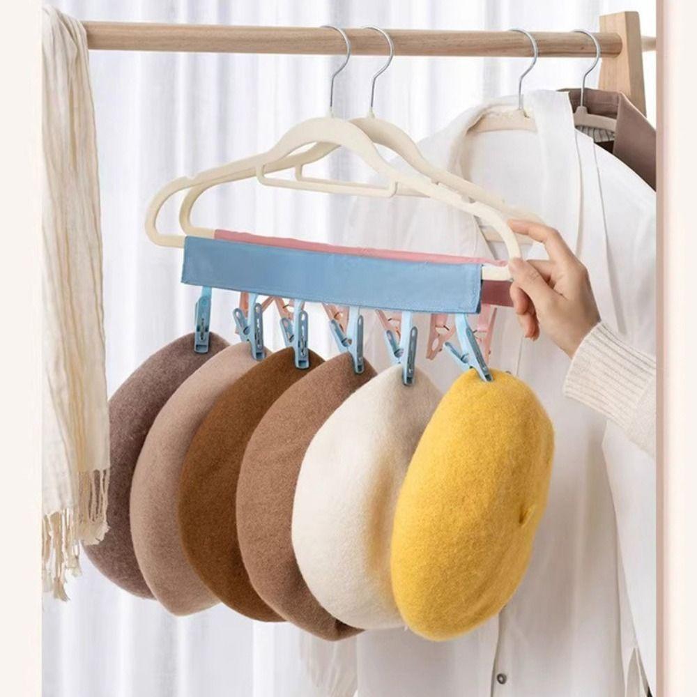 Складная вешалка для одежды, экономящая место, однотонная, с прищепкой для носков, дорожная, тканевая вешалка, хранение в ванной комнате синий