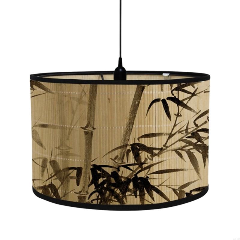Removable Bamboo Hanging Light Shade Quick Setup Plant Theme Lights Cover Easy Mounting Suitable for Modern Interiors M4YD