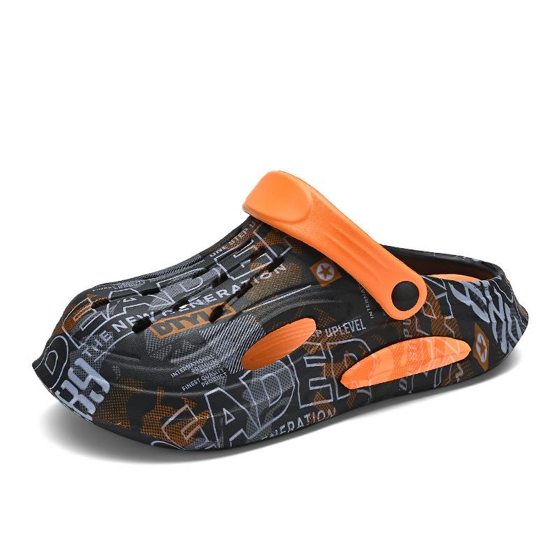 

Step on the shit feeling hole shoes men s 2025 new summer wear thick-soled non-slip deodorant bag head half drag cool slippers men 40