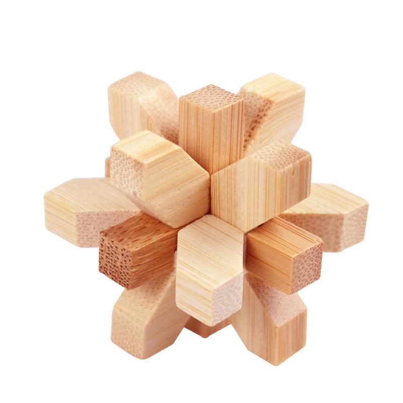 Kongming Wooden Puzzle Toy - Bamboo Luban Octagonal and Square Puzzle for Kids and Adults