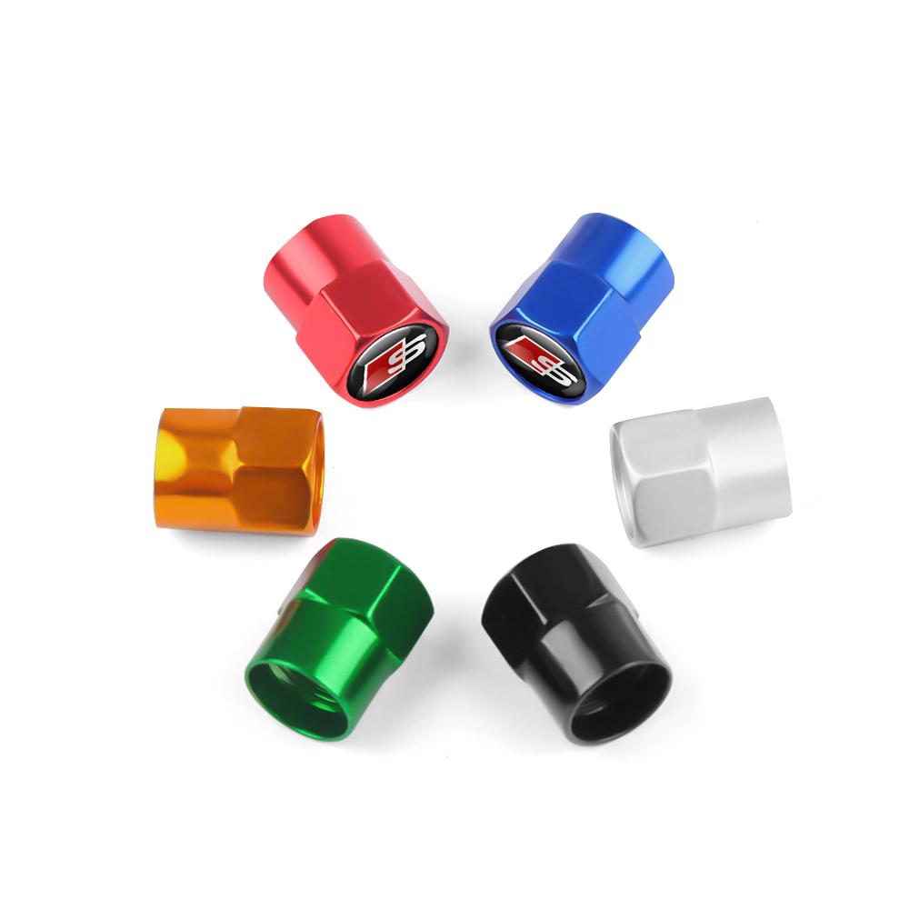 4Pcs Car Accessories 3D Metal Wheel Tire Valve Caps Auto Accessories For Audi S A4 B8 8P A3 A5 A6 C7 A1 A7 A8 Q2 Q3 Q5 Q7 Q8 TT