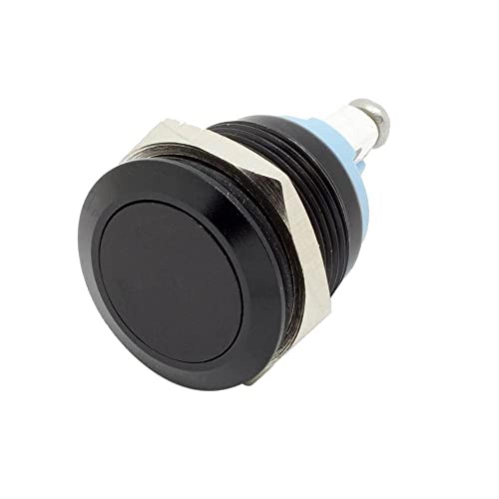 19mm 3/4" kovový tlačítkový spínač s mžikovým chodem 3A/250V AC SPST 1NO průmyslový automobilový spínač - černý kryt