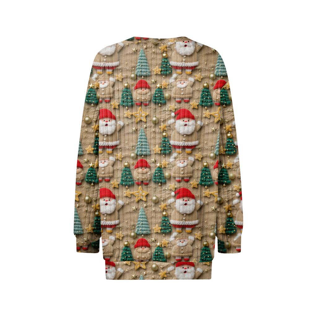 Women's Printed Lightweight Brushed-Cotton Round Neck Top