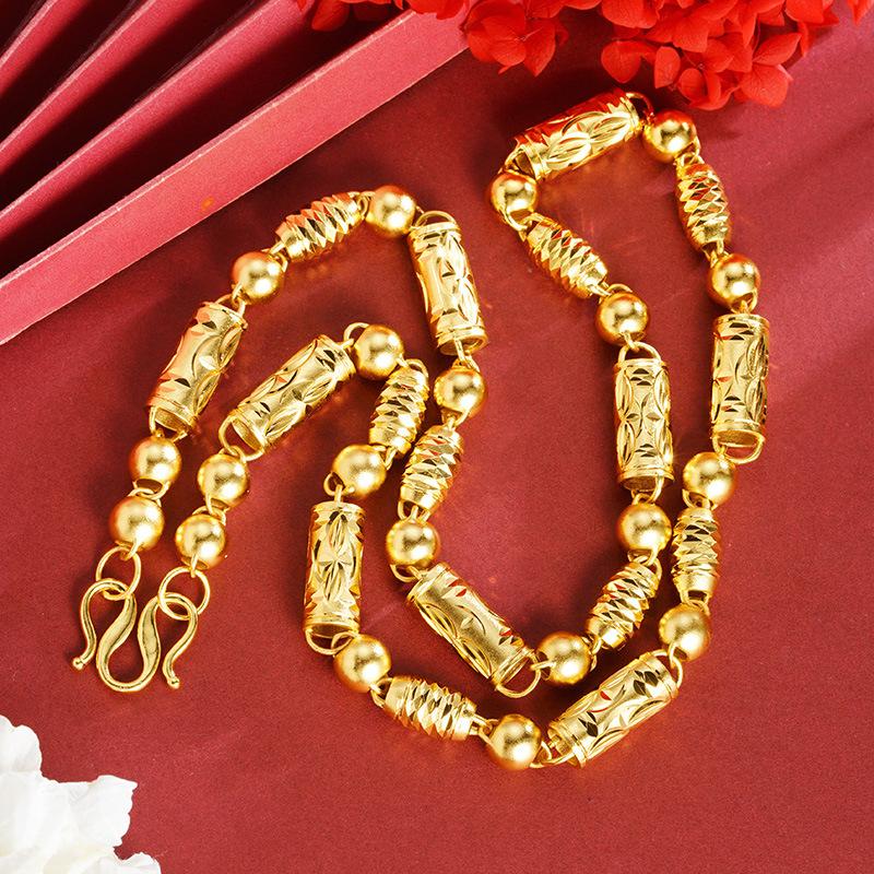 Vietnamese Gold Sand Olive Bead Pattern Necklace Men's Chinese Style Copper Alloy Jewelry Accessories