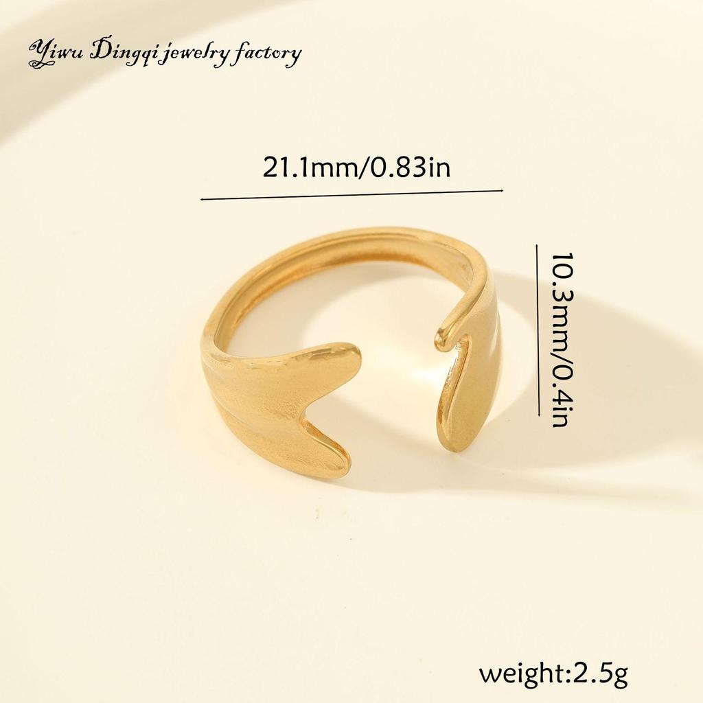 Luxury Non-Fading Drip Oil Open Ring - European and American Style Stainless Steel Statement Jewelry