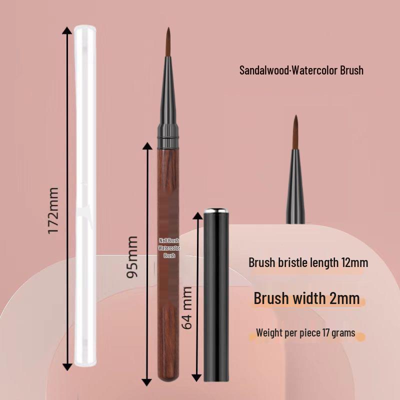 Japanese Sandalwood Nail Art Brush Set: Includes Round, Square, Triangle Brushes & Gel Brush, Ideal for Nail Salons