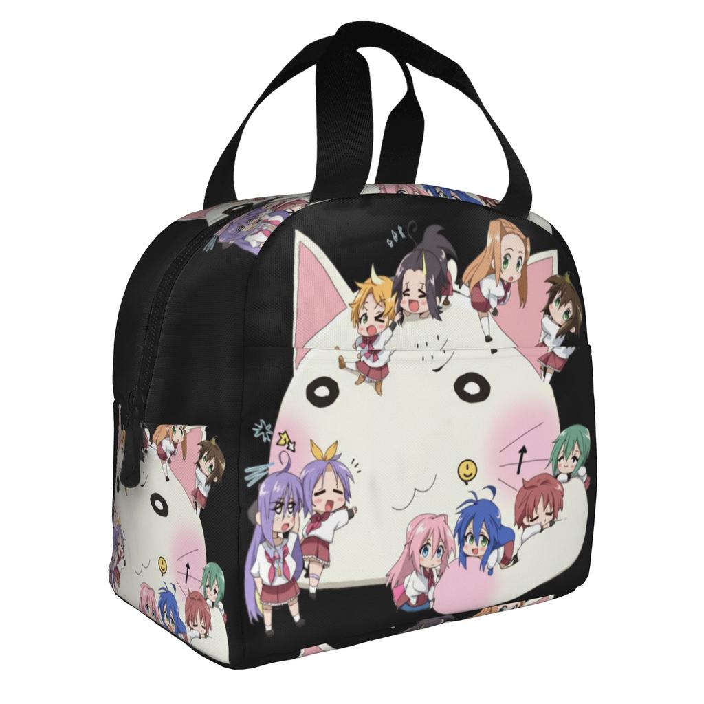 Anime Lucky Star Kawaii Portable Lunch Box for Women Multifunction Game Japanese Thermal Cooler Food Insulated Lunch Bag School