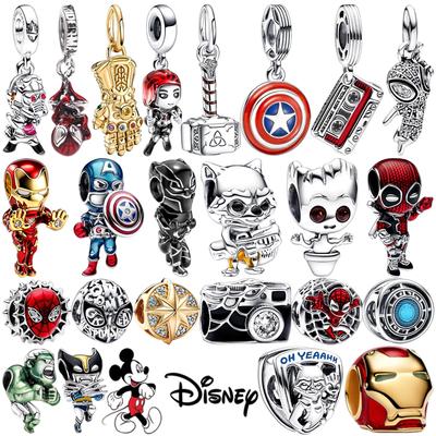 Disney DlY Marvel Universe Jewelry Gifts Iron Man Spider-Man Dangle Charms Beads Fit Original Europeans Silver Bracelet Necklace