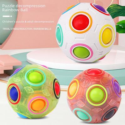 Multicolor Rainbow Ball Puzzle: 12-Hole Stress Relief Toy for Kids 
