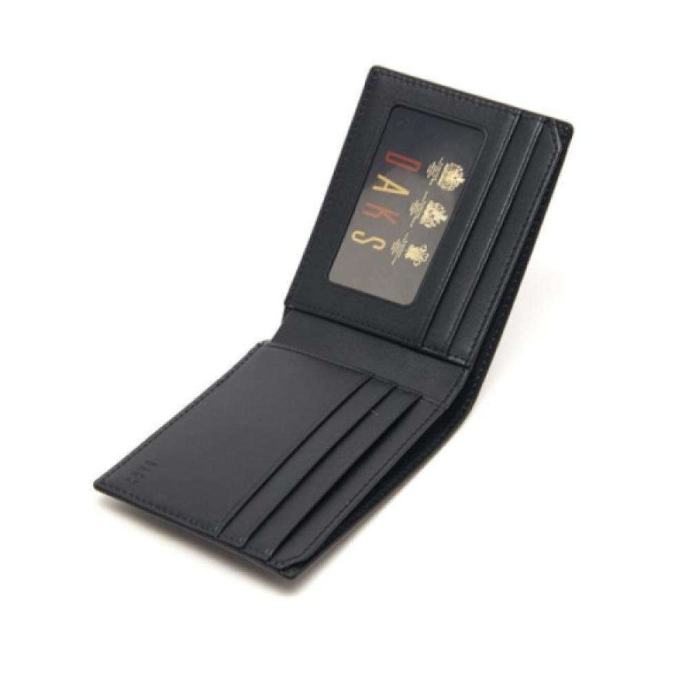 Daks Black Leather Dd Logo Classic Wallet