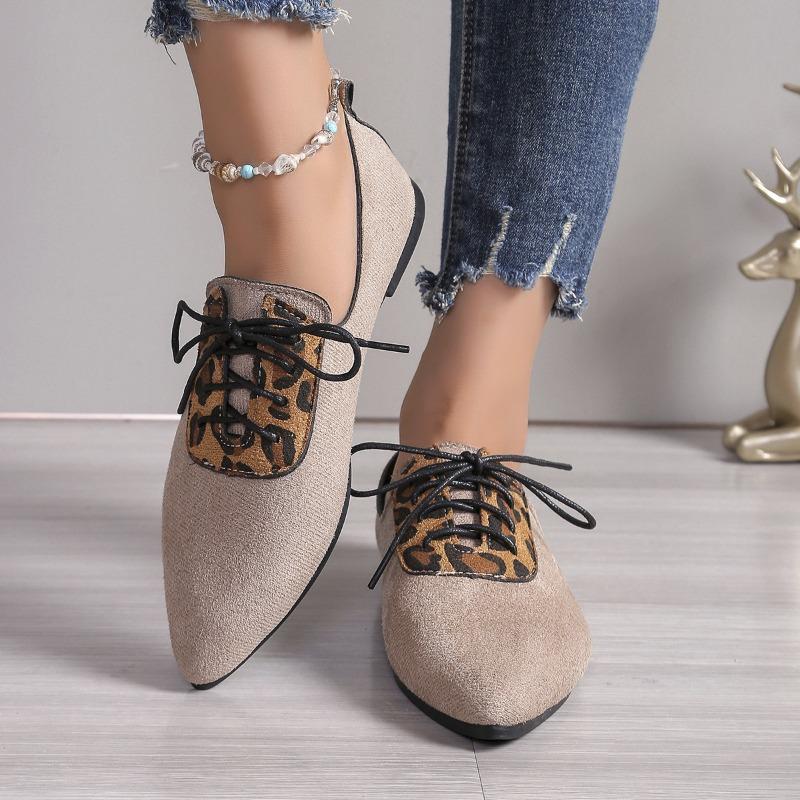 

Женские туфли-лодочки большого размера с леопардовым принтом, новая осенняя коллекция, замшевые повседневные туфли на плоской подошве с острым носком, удобные и дышащие 36