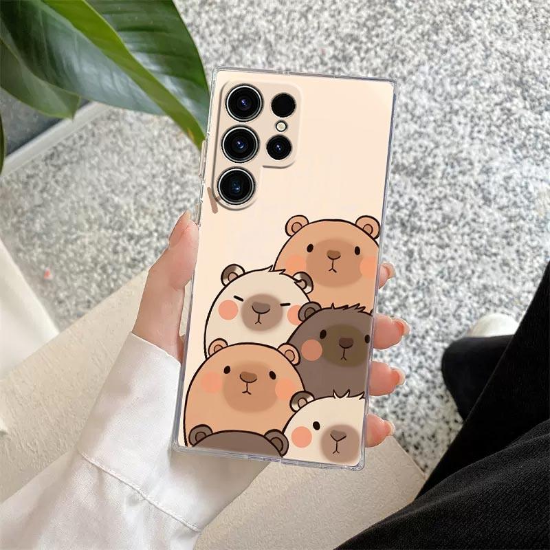 Capybara Cute Clear Case For Samsung Galaxy S26 S25 S24 S23 Ultra S20 S21 FE S22 Plus S26 Ultra S25FE Soft Silicone Phone Cover