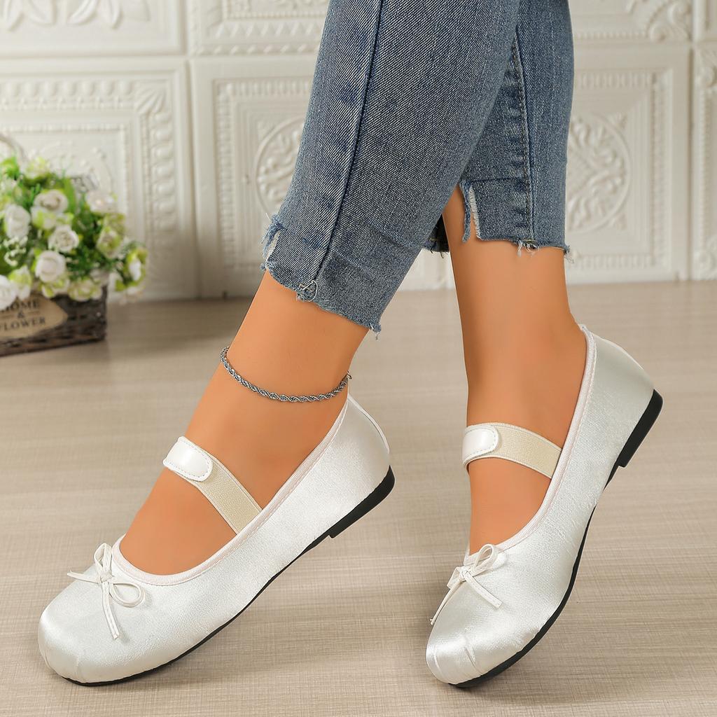 Fashion Women Ballet Flats Shoes Round Toe Bow Mary Jane Shoes Women Plus Size Comfortable Loafers Outdoor Luxury Retro Sneakers Women