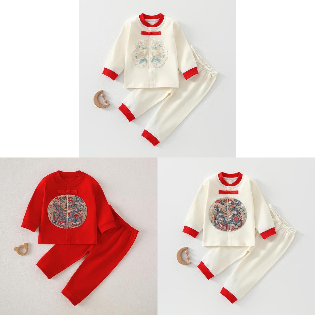Baby Newborn Cotton Pajama Set With Breathable Fabric For Spring And Autumn Comfort