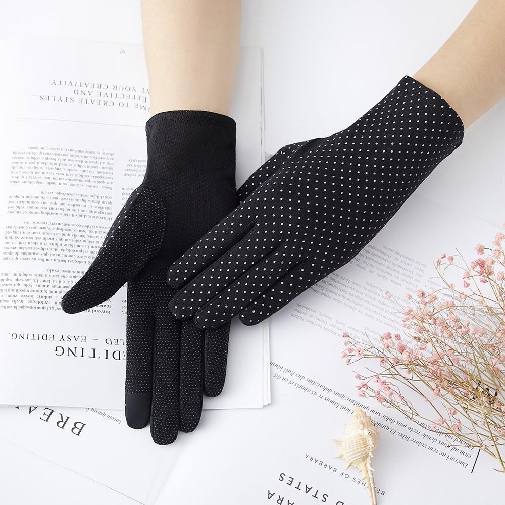 Women's Sunscreen Gloves New Spring and Summer Driving Korean Version of Lace Bow Riding Anti Slip Thin Touch Screen Gloves