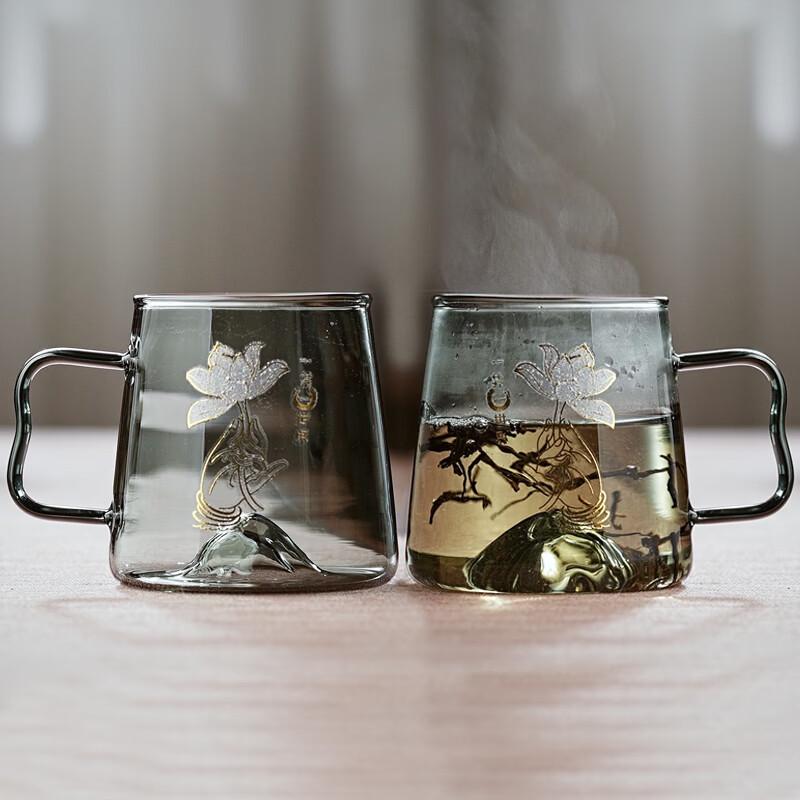 Quandu Printed Borosilicate Glass Water Cup with Handle