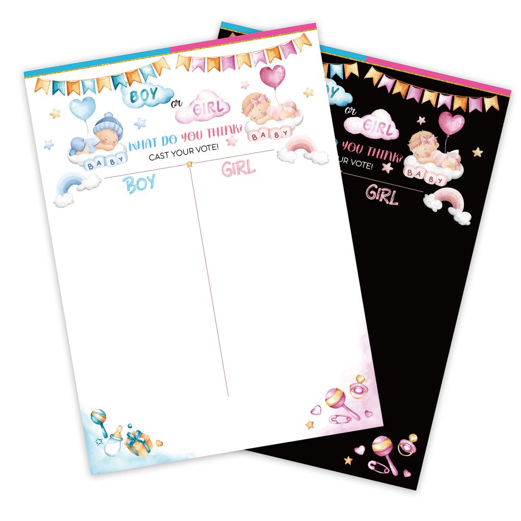 Gender Reveal Game for Baby Shower with Poster 36pcs Girl or Boy Voting Stickers for Gender Reveal Use Party Supplies