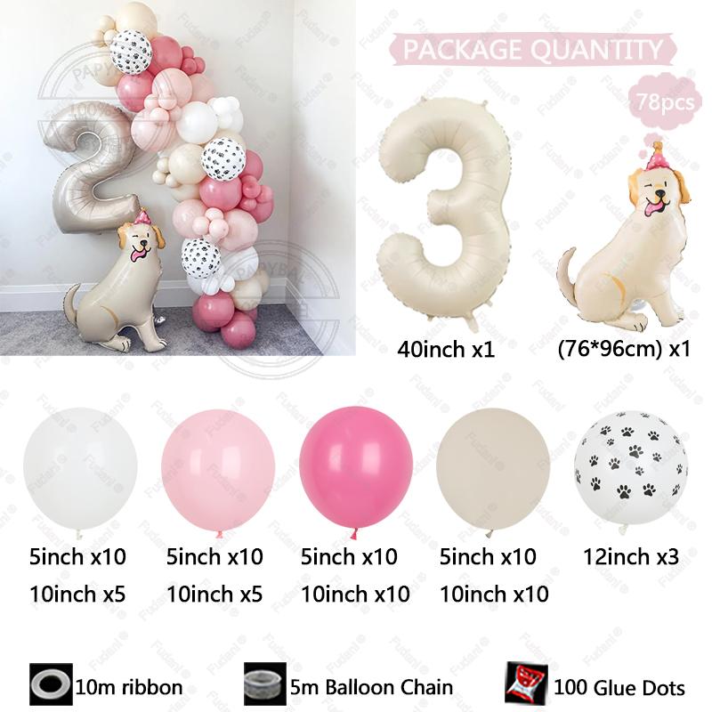 78pcs New Standing 3D Cartoon Dogs Claw Bulldog Shepherd Poodle Puppy Pet Theme Birthday Party Decoration Forest Animals Balloon