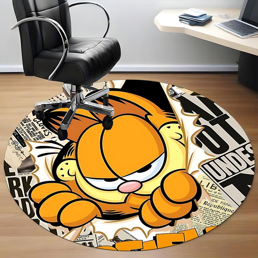 1pc Garfield Office Round Area Rug, Bedroom Living Room Home Decor, Room Deco, Offic A1016078