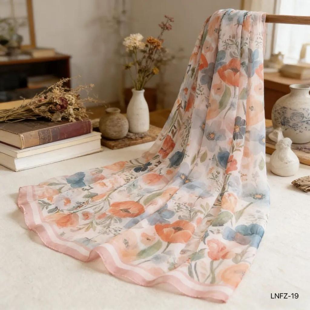 New Spring hot-selling floral printing milk crepe towel women's versatile fashion milk crepe sunscreen dance silk scarf beach towel