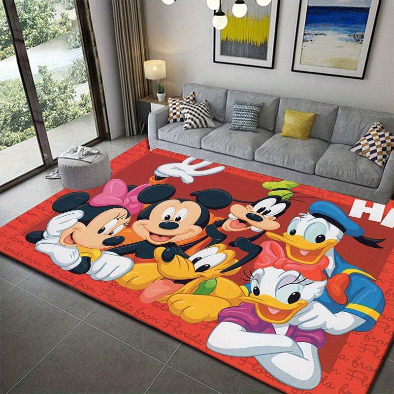 1pc Mickey and Minnie_ Area Rug, Non-Slip Floor Mat, Cartoon Character Design, Soft Velvet, Room Decor, Washable Indoor Carpet Christmas Dec