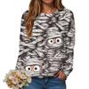Halloween Serie 3D Digital bedrucktes Damen Harajuku Style Casual Rundhals Langarm T-Shirt