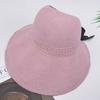 New Knitted Empty Top Hat Female Summer Sunscreen Bow Big Hat Straw Hat Outdoor Sun Hat