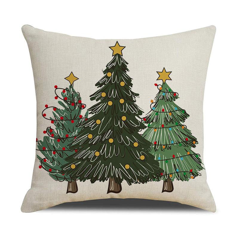 New Red Christmas Pillow Cover Linen Letter Print Pillow Living Room Decoration Sofa Cushion Cover