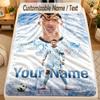 Flannel BlanketCristiano Ronaldo Custom Name Text Personalized Soft Warm Throw Blanket Home Decor Gift