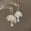 Silver needle French retro flower pearl fringed earrings personality sweet temperament stud earrings women