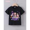 Summer Casual Kids Kpop T-Shirt Cute Anime Print Short Sleeve Anime Clothes Soft Cartton Tee Tops For Girls Daily Outdoor Wear