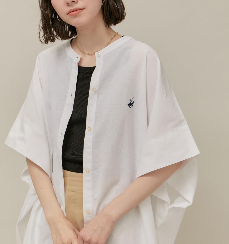 ROPE PICNIC BEVERLY HILLS POLO CLUB Band Collar White Women's Shirt, (10)
